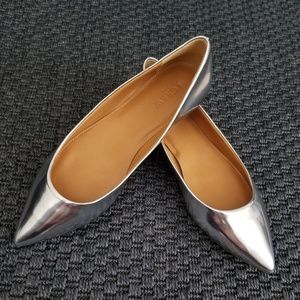 J Crew Mirrored Metallic Flats